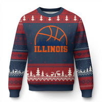 Illinois Fan Ugly Christmas Sweater IL State Basketball Game Day
