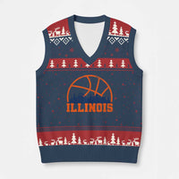Illinois Fan V-Neck Knit Sweater Vest IL State Basketball Game Day