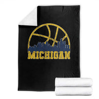 Michigan Fan Basketball Grooves Skyline MI State Throw Blanket
