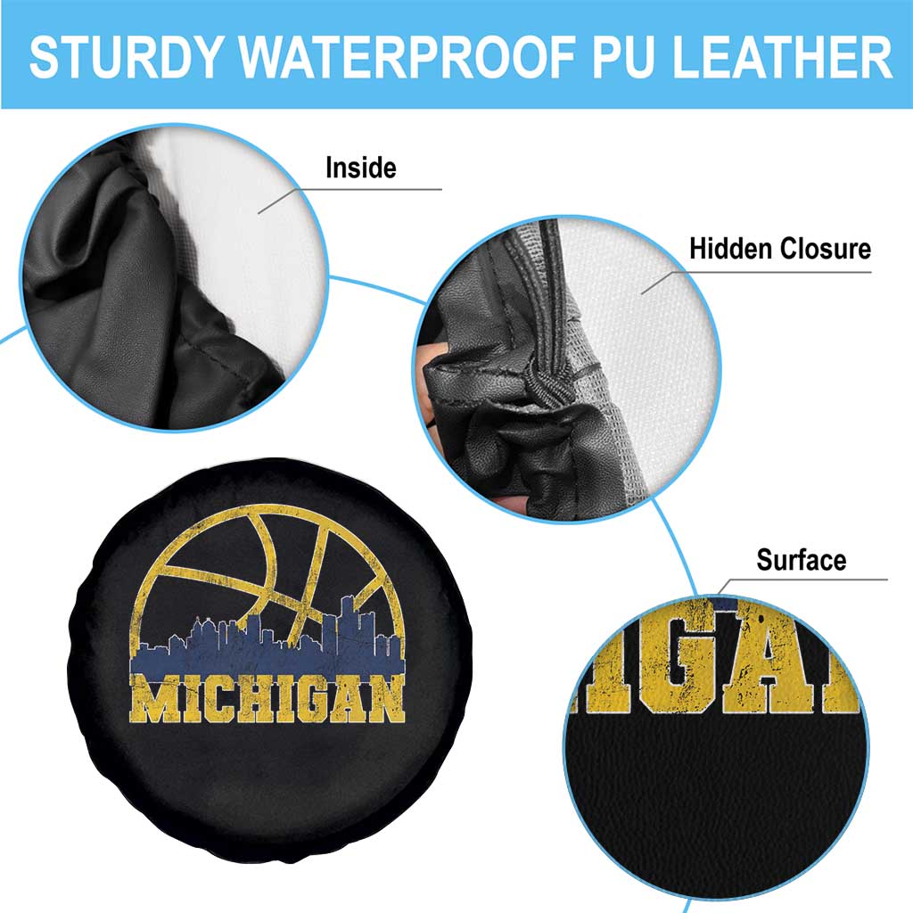 Michigan Fan Basketball Grooves Skyline MI State Spare Tire Cover