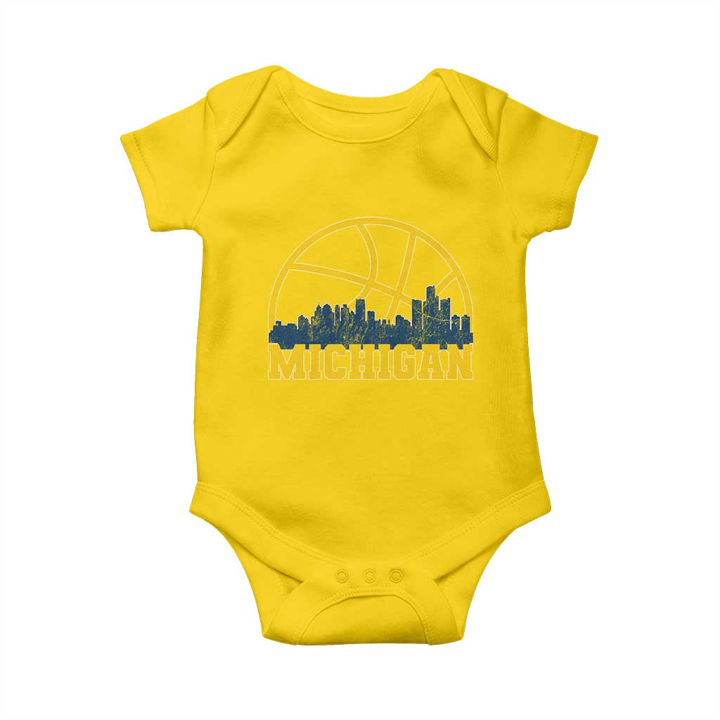 Michigan Fan Basketball Grooves Skyline MI State Baby Onesie