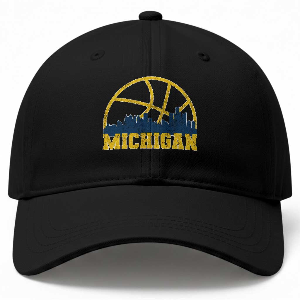 Michigan Fan Basketball Grooves Skyline MI State Baseball Cap