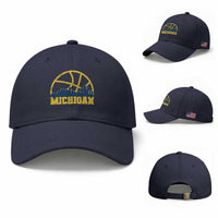 Michigan Fan Basketball Grooves Skyline MI State Baseball Cap