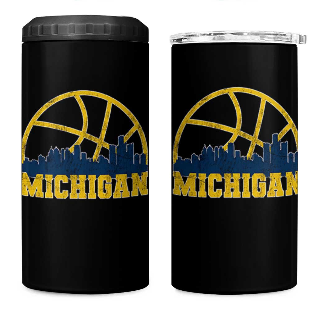 Michigan Fan Basketball Grooves Skyline MI State 4 in 1 Can Cooler Tumbler