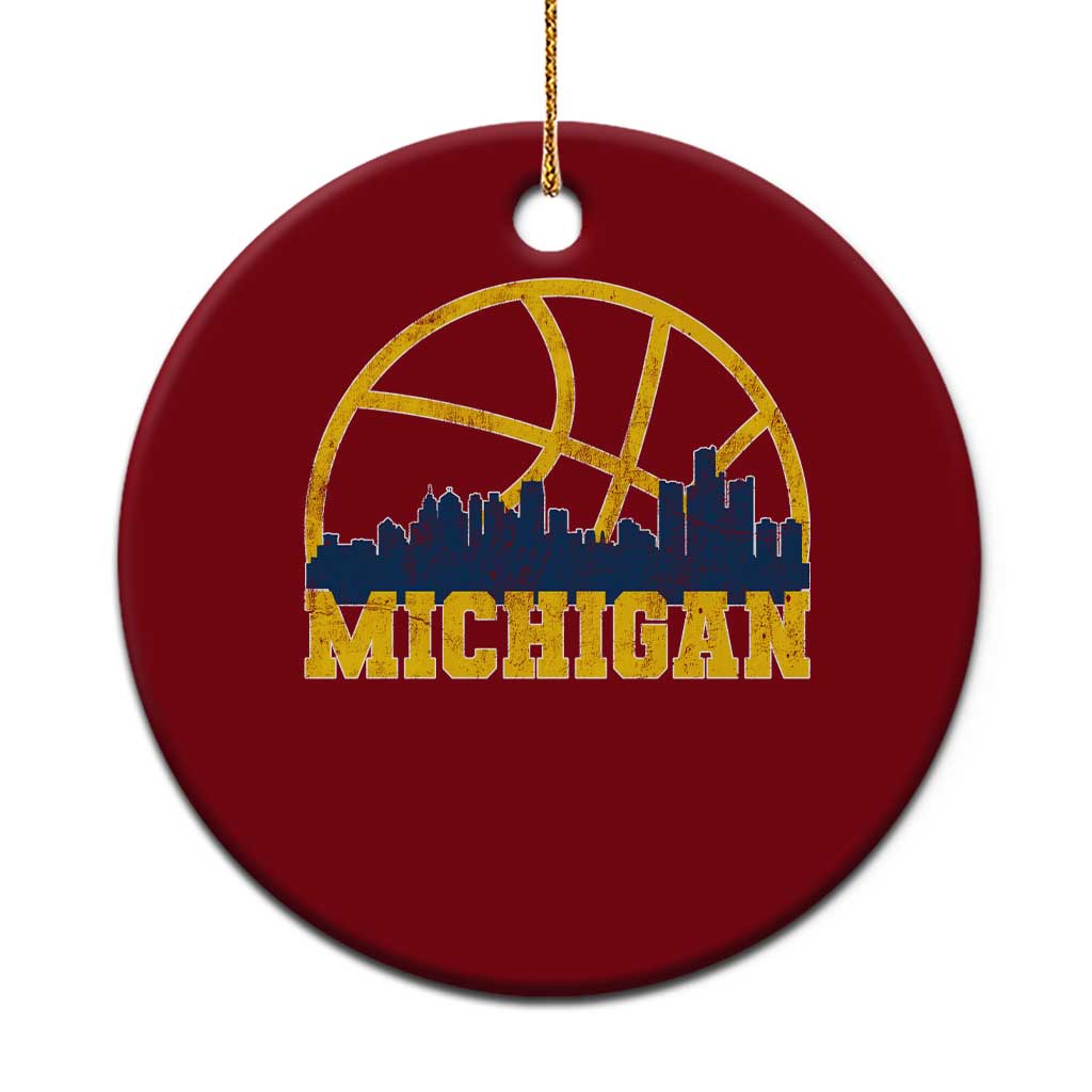 Michigan Fan Basketball Grooves Skyline MI State Ceramic Ornament