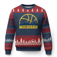 Michigan Fan Basketball Grooves Skyline MI State Ugly Christmas Sweater