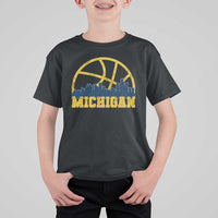 Michigan Fan Basketball Grooves Skyline MI State T Shirt For Kid