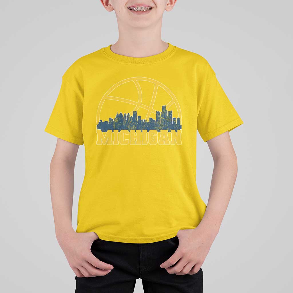 Michigan Fan Basketball Grooves Skyline MI State T Shirt For Kid