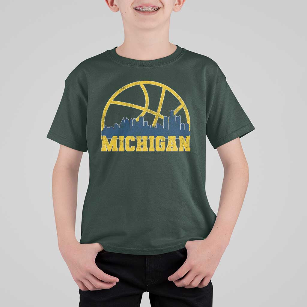 Michigan Fan Basketball Grooves Skyline MI State T Shirt For Kid