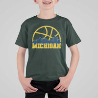 Michigan Fan Basketball Grooves Skyline MI State T Shirt For Kid