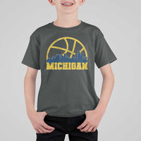 Michigan Fan Basketball Grooves Skyline MI State T Shirt For Kid