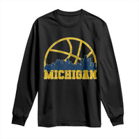 Michigan Fan Basketball Grooves Skyline MI State Long Sleeve Shirt