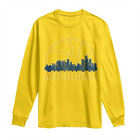 Michigan Fan Basketball Grooves Skyline MI State Long Sleeve Shirt