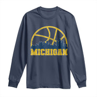Michigan Fan Basketball Grooves Skyline MI State Long Sleeve Shirt
