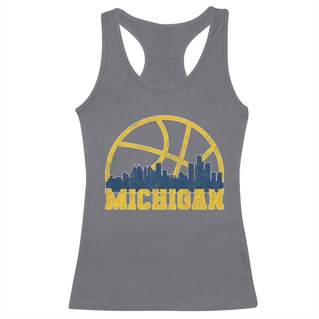 Michigan Fan Basketball Grooves Skyline MI State Racerback Tank Top