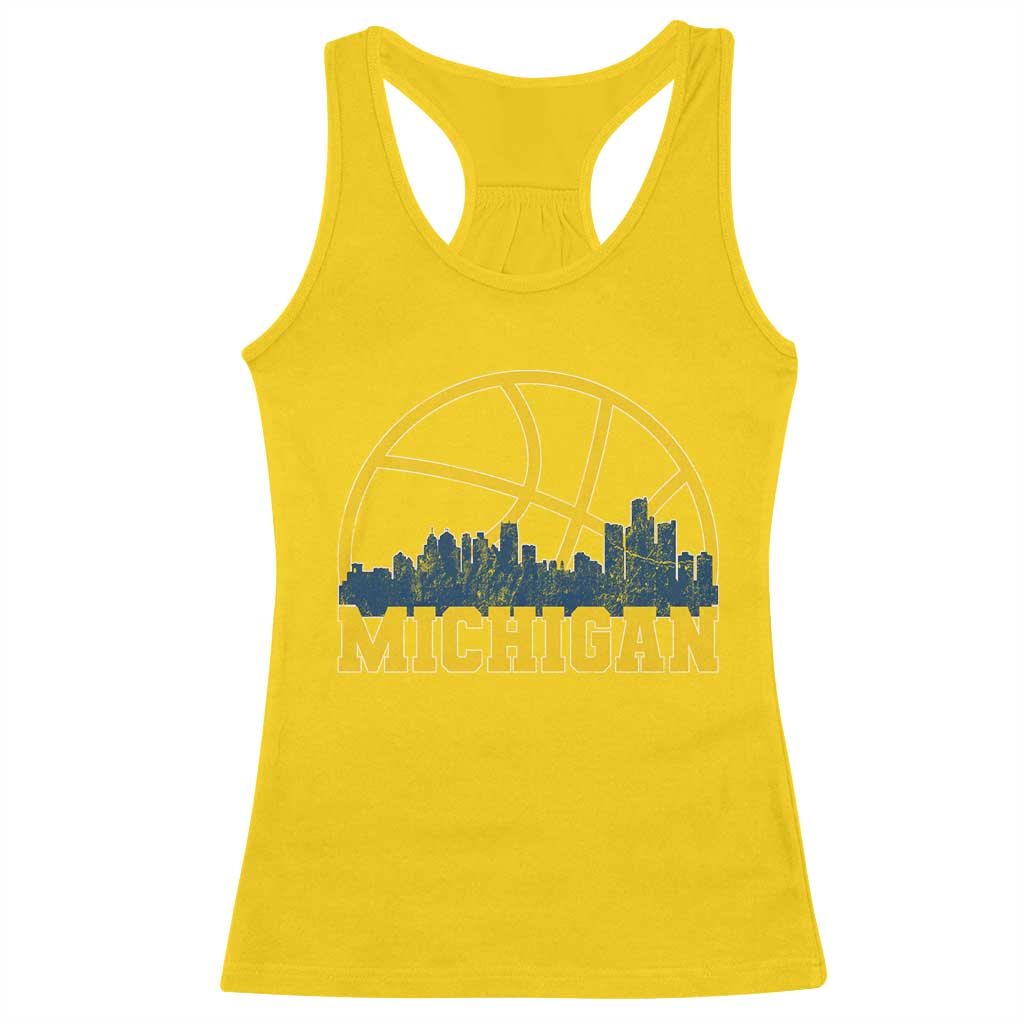 Michigan Fan Basketball Grooves Skyline MI State Racerback Tank Top