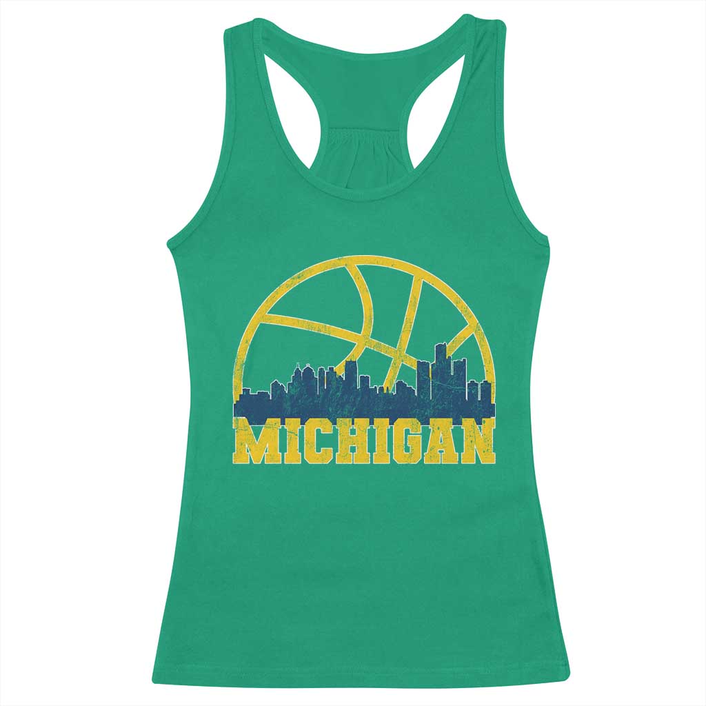 Michigan Fan Basketball Grooves Skyline MI State Racerback Tank Top