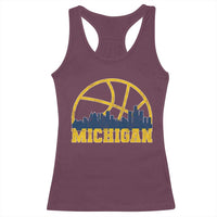 Michigan Fan Basketball Grooves Skyline MI State Racerback Tank Top