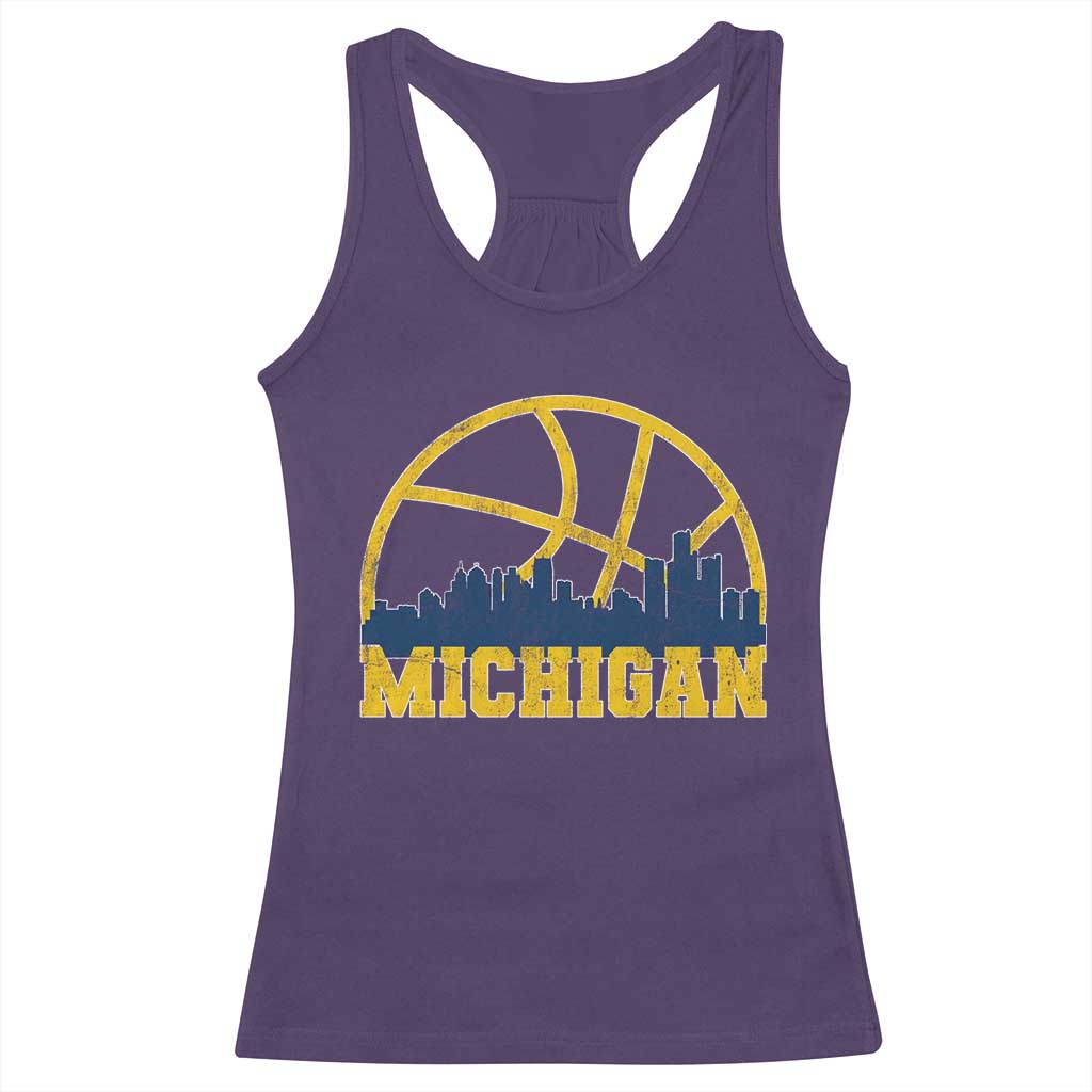 Michigan Fan Basketball Grooves Skyline MI State Racerback Tank Top