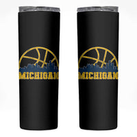 Michigan Fan Basketball Grooves Skyline MI State Skinny Tumbler