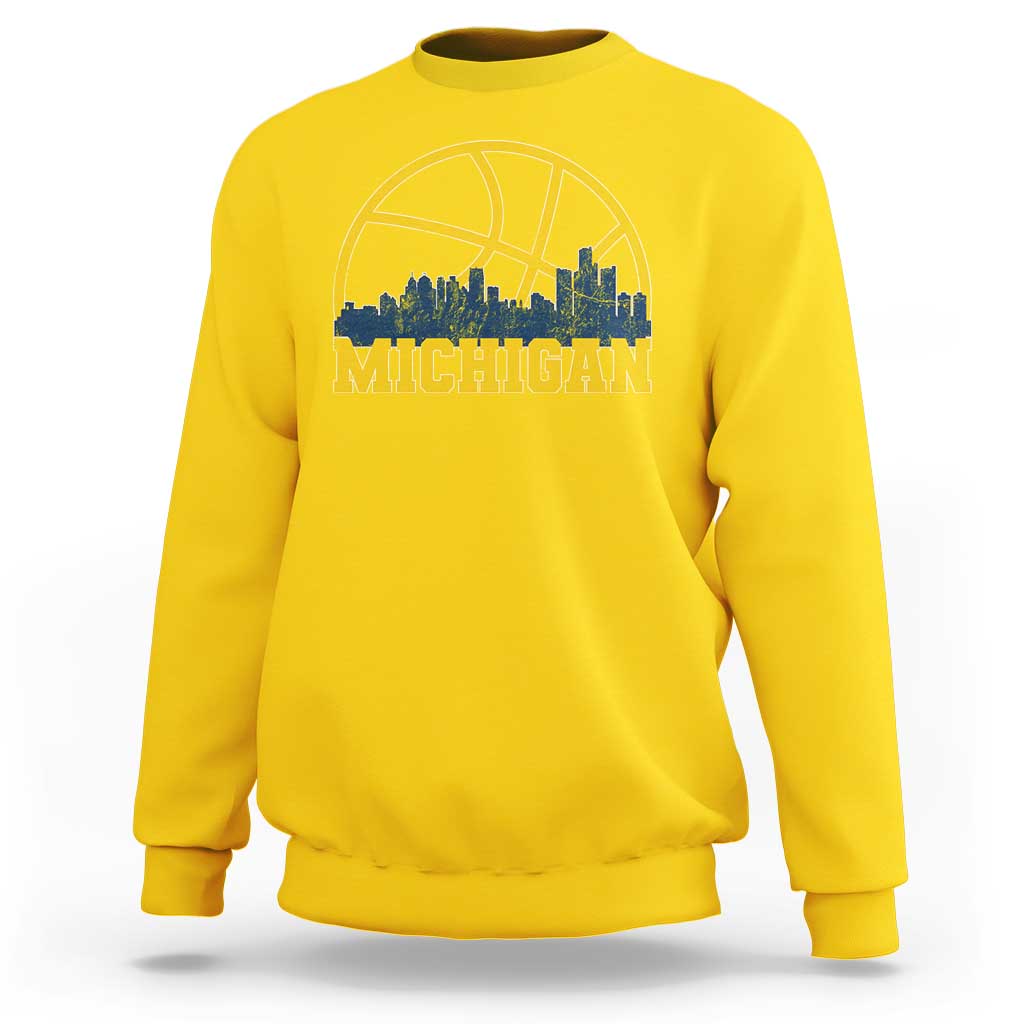 Michigan Fan Basketball Grooves Skyline MI State Sweatshirt