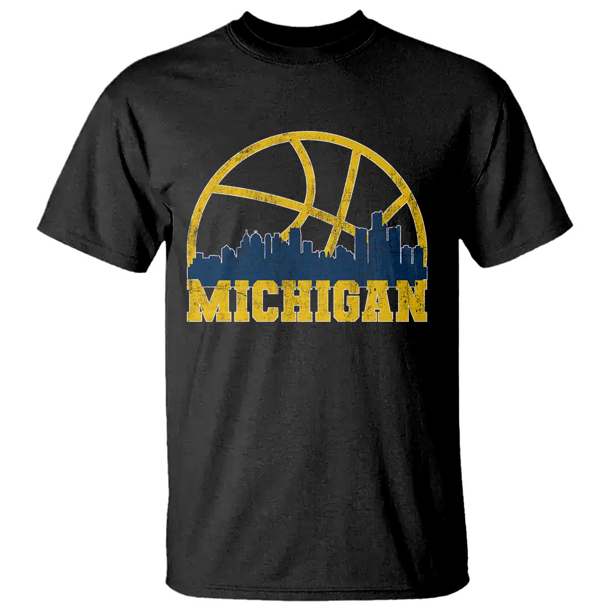 Michigan Fan Basketball Grooves Skyline MI State T Shirt