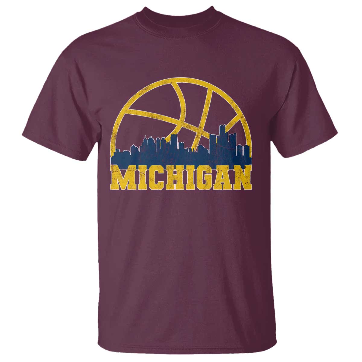 Michigan Fan Basketball Grooves Skyline MI State T Shirt