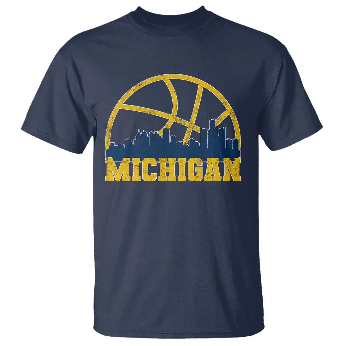 Michigan Fan Basketball Grooves Skyline MI State T Shirt