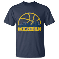 Michigan Fan Basketball Grooves Skyline MI State T Shirt