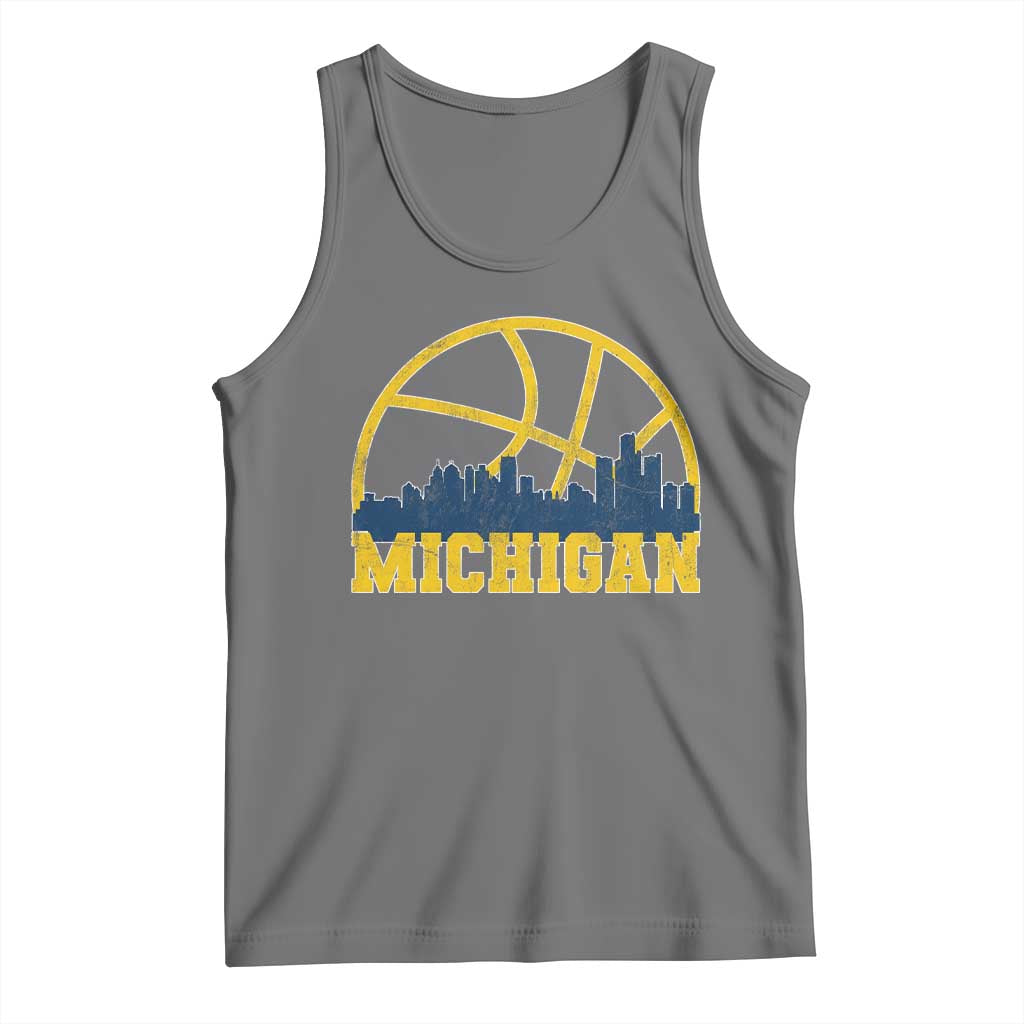 Michigan Fan Basketball Grooves Skyline MI State Tank Top