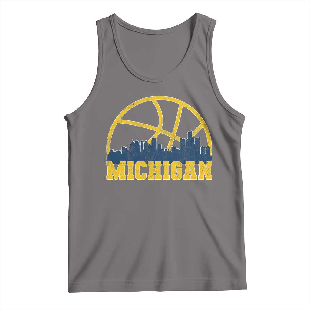 Michigan Fan Basketball Grooves Skyline MI State Tank Top