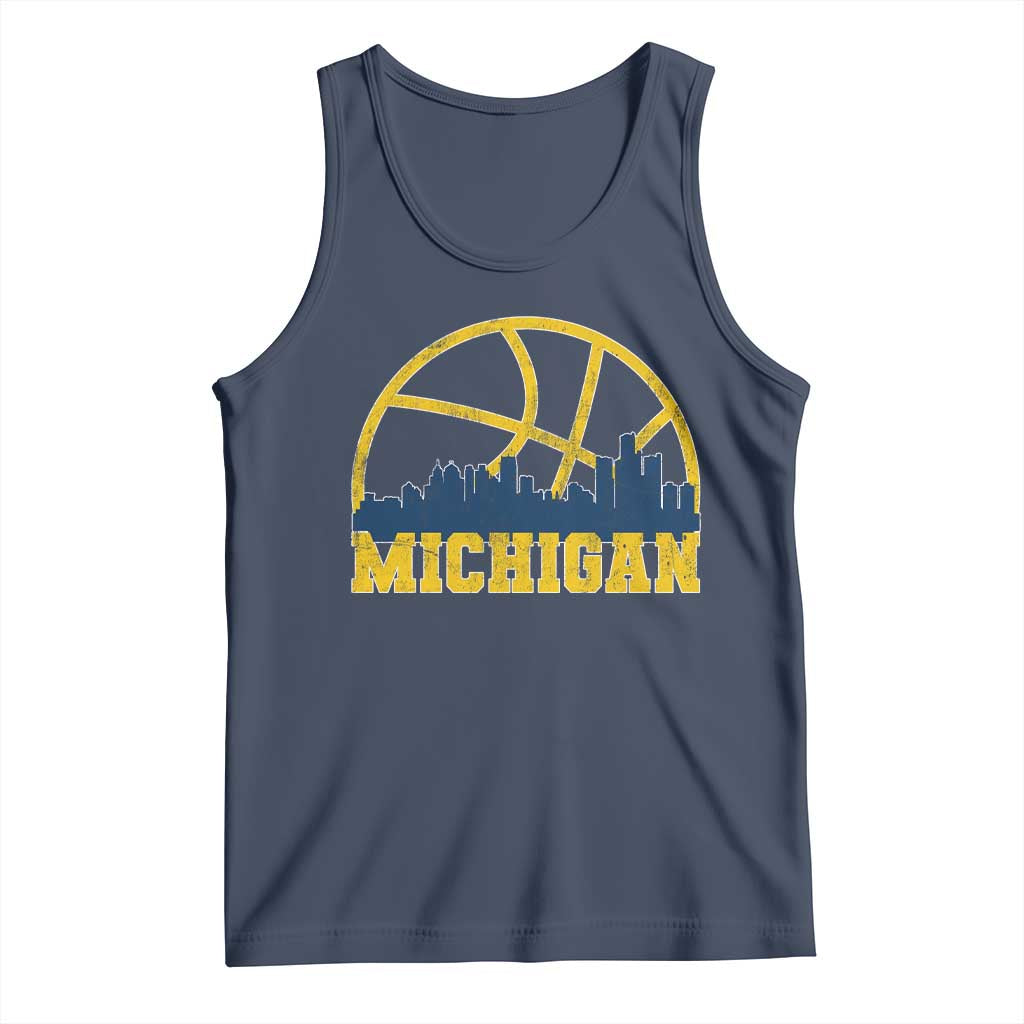 Michigan Fan Basketball Grooves Skyline MI State Tank Top