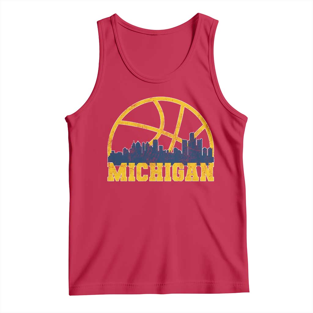 Michigan Fan Basketball Grooves Skyline MI State Tank Top