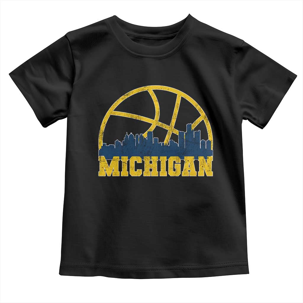 Michigan Fan Basketball Grooves Skyline MI State Toddler T Shirt