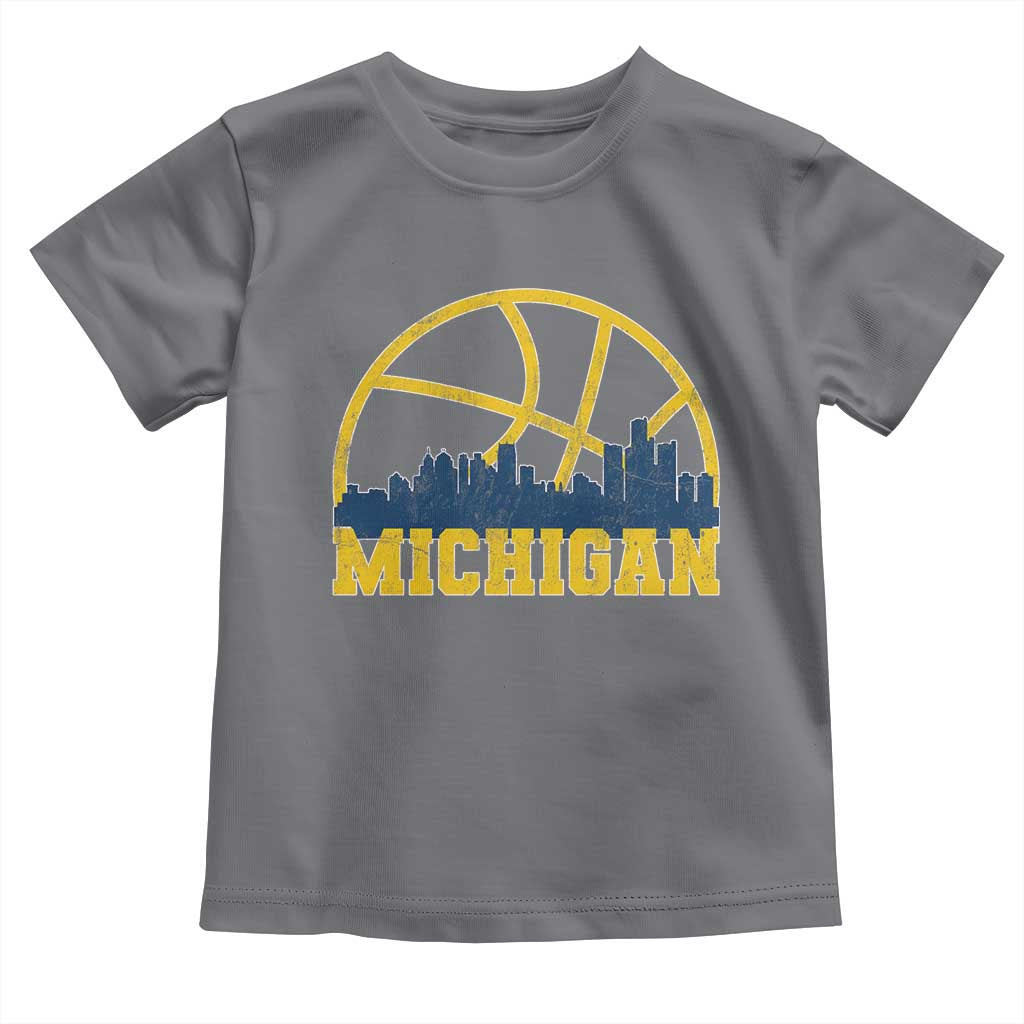 Michigan Fan Basketball Grooves Skyline MI State Toddler T Shirt