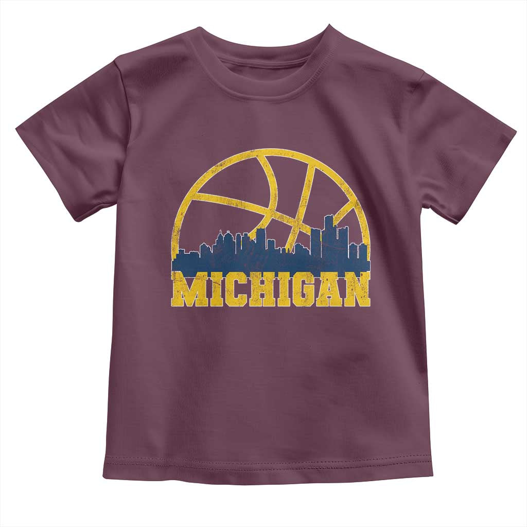 Michigan Fan Basketball Grooves Skyline MI State Toddler T Shirt