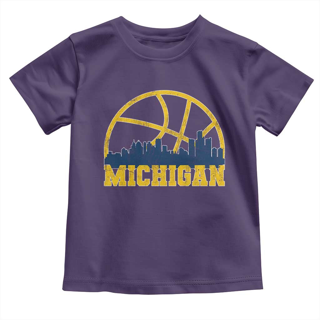 Michigan Fan Basketball Grooves Skyline MI State Toddler T Shirt
