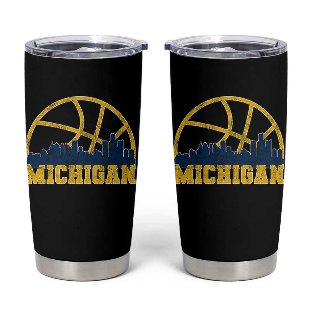 Michigan Fan Basketball Grooves Skyline MI State Tumbler Cup