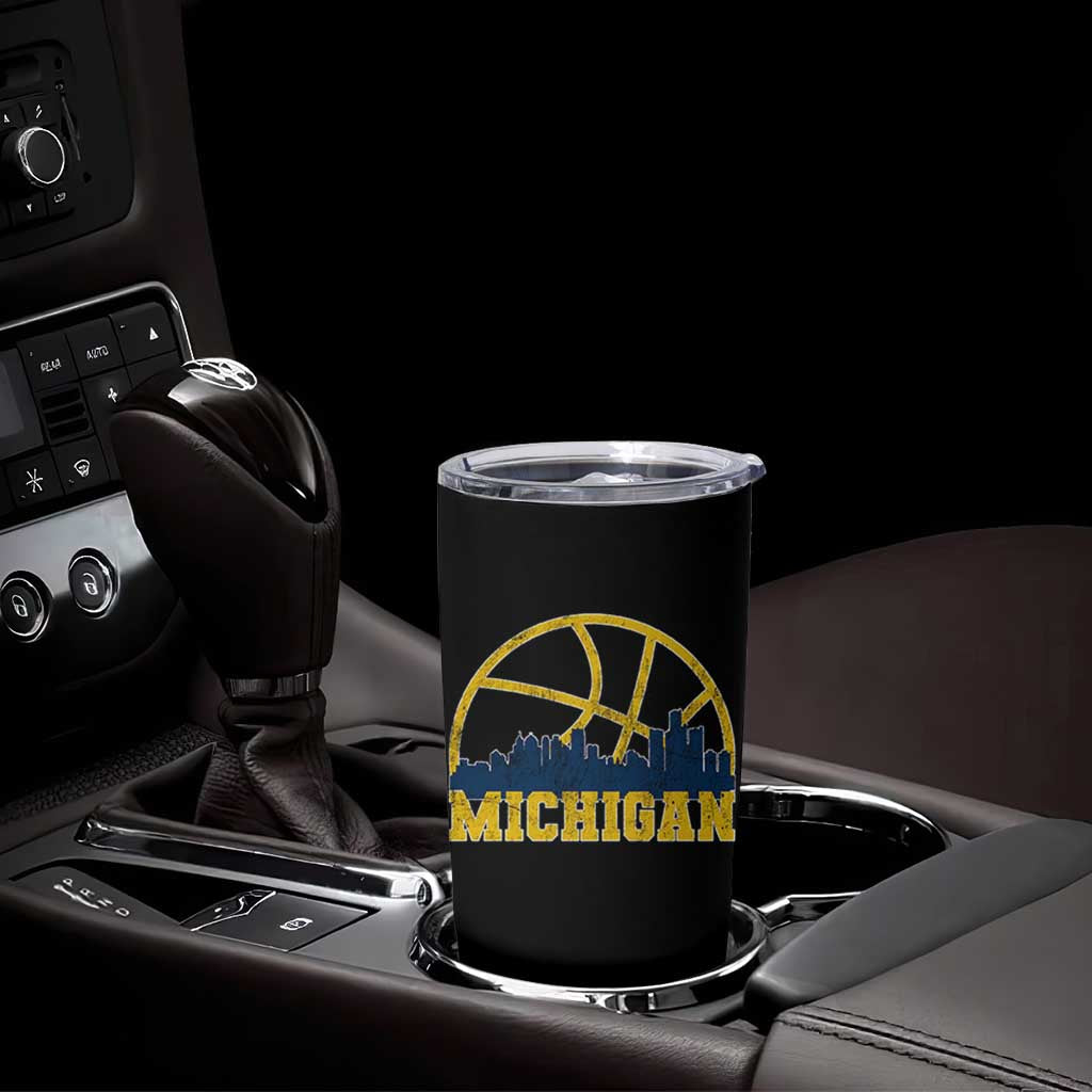 Michigan Fan Basketball Grooves Skyline MI State Tumbler Cup