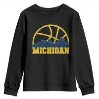 Michigan Fan Basketball Grooves Skyline MI State Youth Sweatshirt