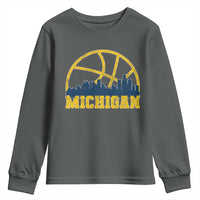 Michigan Fan Basketball Grooves Skyline MI State Youth Sweatshirt