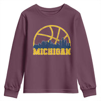 Michigan Fan Basketball Grooves Skyline MI State Youth Sweatshirt