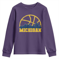 Michigan Fan Basketball Grooves Skyline MI State Youth Sweatshirt