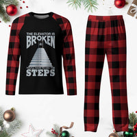 Sobriety Anniversary Sober Plaid Pajama Set The Elevator is Broken You Will Have To Use The Steps