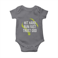 Hit Hard Run Fast Trust God Christian Softball Baby Onesie