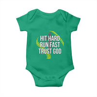 Hit Hard Run Fast Trust God Christian Softball Baby Onesie