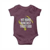 Hit Hard Run Fast Trust God Christian Softball Baby Onesie