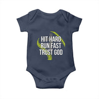 Hit Hard Run Fast Trust God Christian Softball Baby Onesie