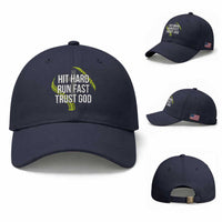Hit Hard Run Fast Trust God Christian Softball Baseball Cap