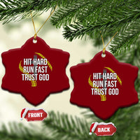 Hit Hard Run Fast Trust God Christian Softball Ceramic Ornament